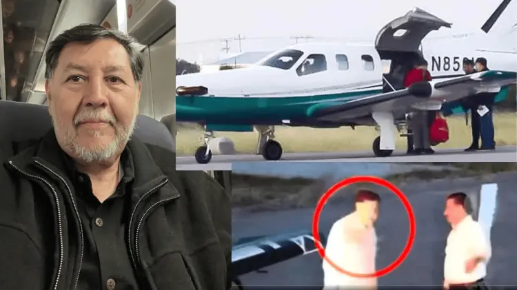 Fernández Noroña fue captado descendiendo de un avión privado (Foto: Especial /EXPRESO)