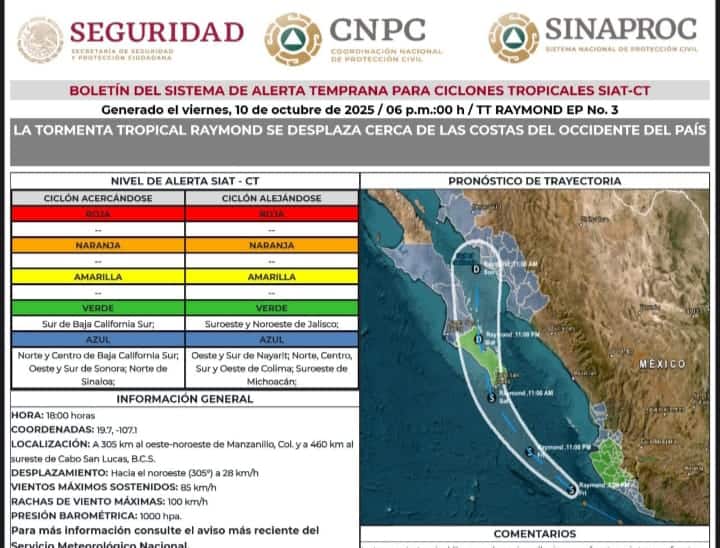 Sonora entra en Alerta Azul por el ciclón tropical Raymond