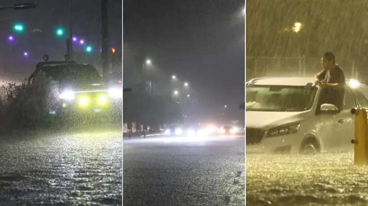 Lluvia registrada la noche del sábado en Hermosillo. (Fotos: Jesús Ballesteros / EXPRESO)