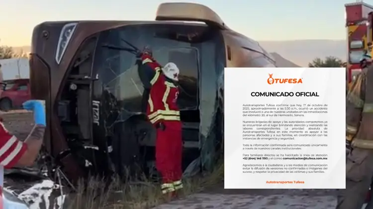 Comunicado de Tufesa por accidente en Hermosillo.