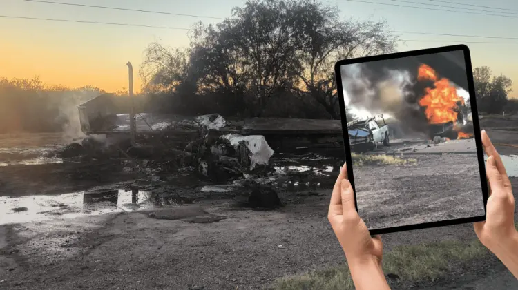 Tráiler se incendia tras choque en la carretera 12 Sur de Hermosillo. (Foto: Cortesía)