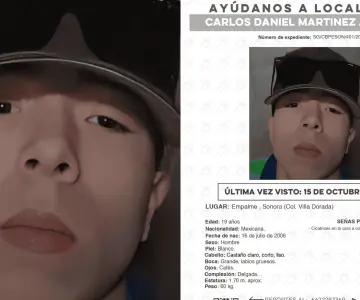 Desaparece joven Carlos Daniel Martínez Avendaño en Empalme