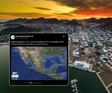 Reportan sismo en Guaymas; 4.2 grados de magnitud