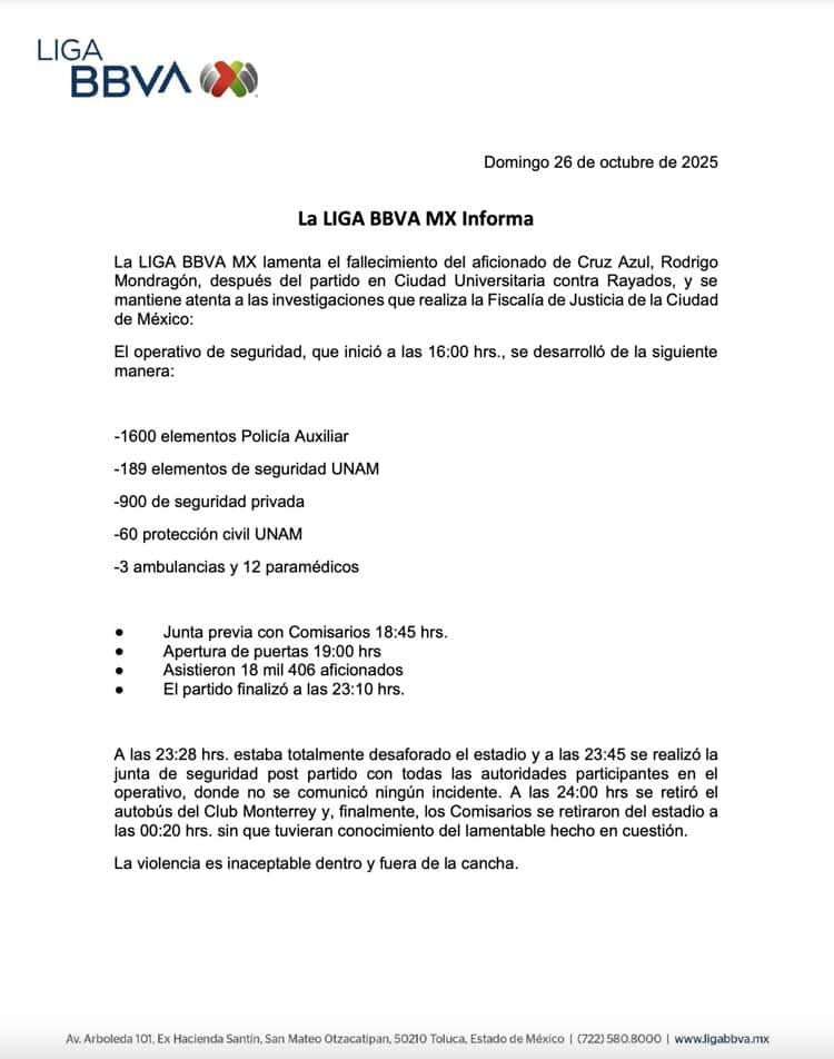 Muere aficionado de Cruz Azul en CU; investigan a personal de seguridad