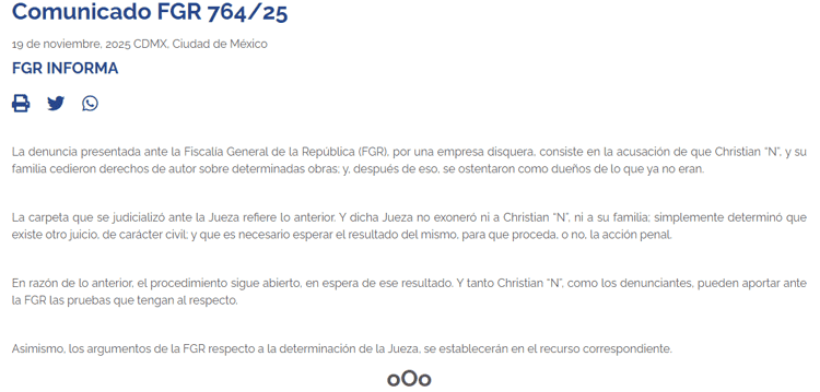 FGR desmiente cierre del caso Nodal; acción penal sigue pendiente