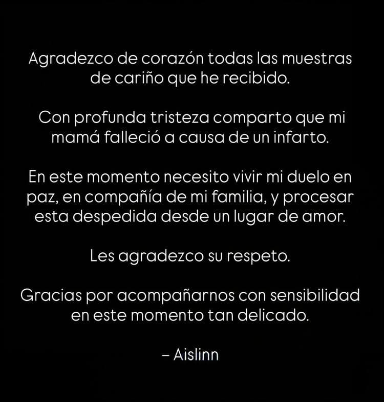 Aislinn Derbez aclara la causa de muerte de su madre, Gabriela Michel