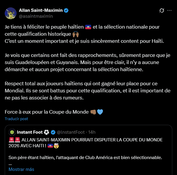 Saint-Maximin cierra la puerta a Haití tras rumores mundialistas