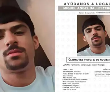 Reportan desaparición de joven Miguel Ángel Ballesteros en Hermosillo