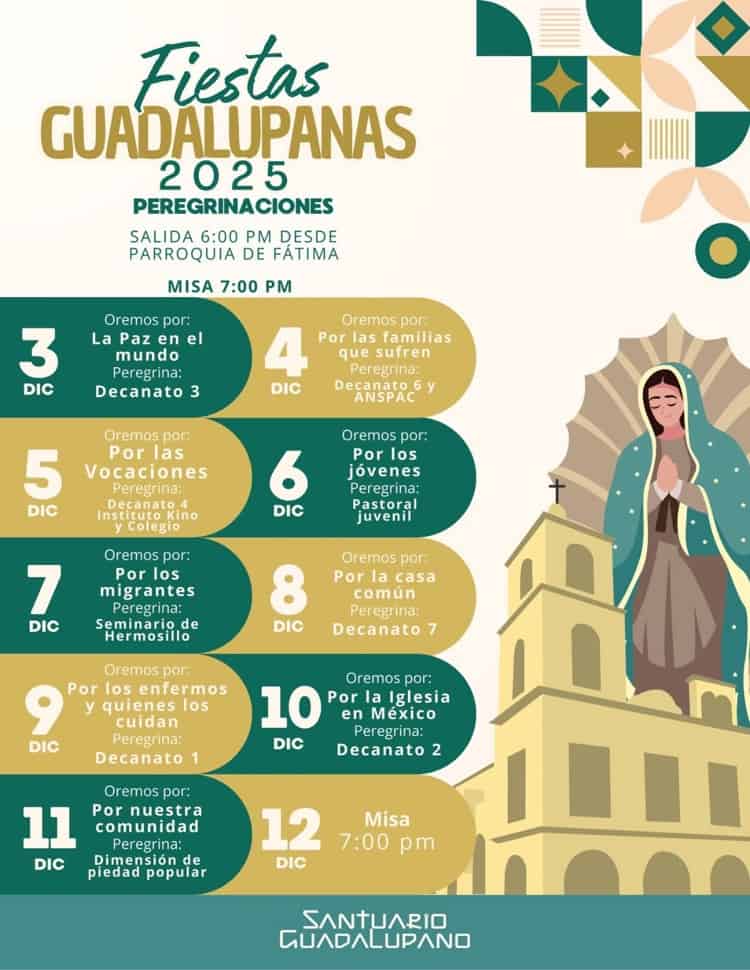 Oran por vocaciones durante peregrinación de Fiestas Guadalupanas 2025