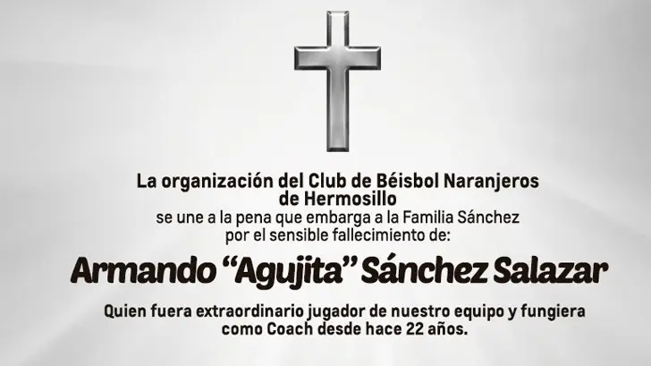 Fallece el legendario Armando Agujita Sánchez, exjugador de Naranjeros