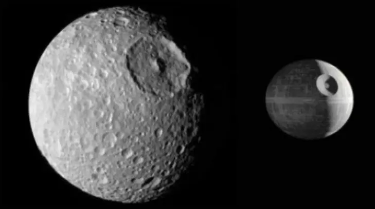 Luna de Saturno es comparada con la  Estrella de la Muerte, de ‘Star Wars’