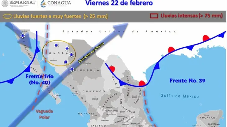 Masa de aire frío viene acompañada de nublados, ligeras precipitaciones y chubascos