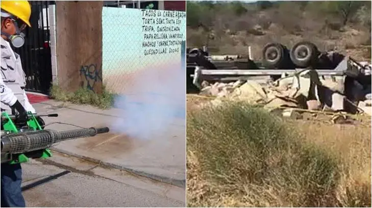 Fumigan para prevenir enfermedades y tráiler vuelca entre Guaymas y Cajeme: Expreso 24/7