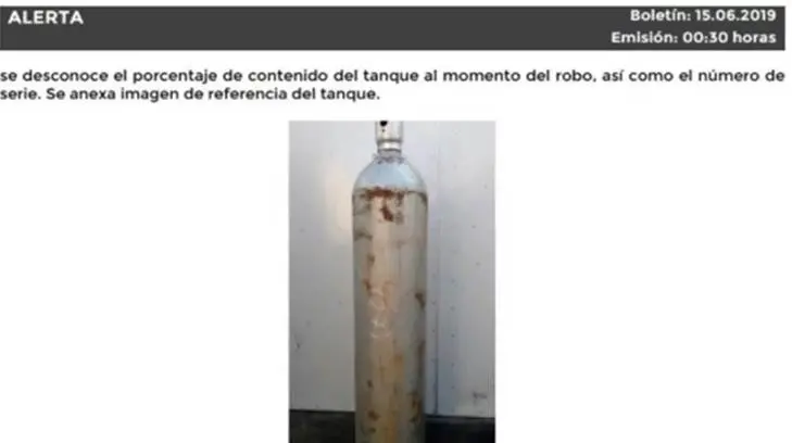 Emiten alerta en 8 estados por robo de un cilindro con gas cloro