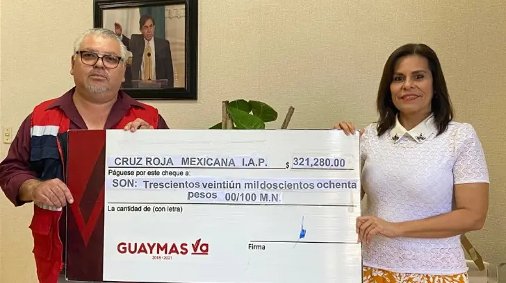 Recibe Cruz Roja de Guaymas 300 mil pesos por contribuciones voluntarias