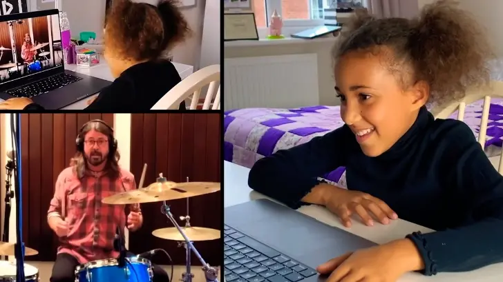 VIDEO | Dave Grohl compone canción para niña baterista que hace covers