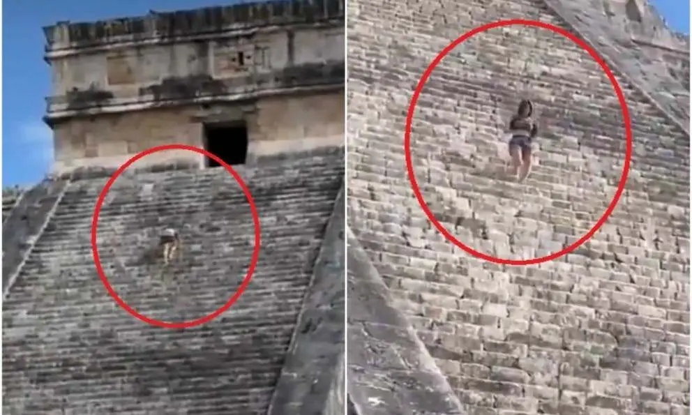 Sanción administrativa a mujer que subió a pirámide de Chichén Itzá