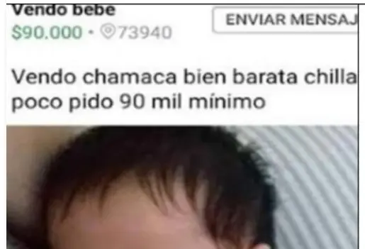 Chilla poco, ya no la quiero, joven pone a la venta a su bebé en Facebook