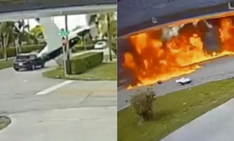 VIDEO - Trágico accidente: Avioneta se desploma y se estrella contra un carro en Florida