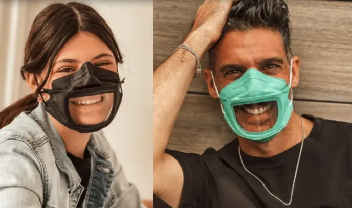 Erick Elías y su sobrina crear cubrebocas para personas sordas