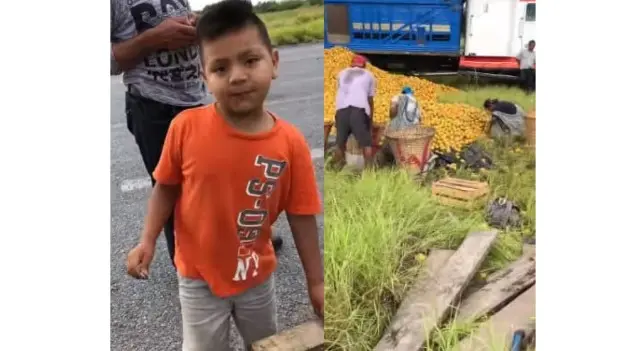 VIDEO - Niño decide comprar 10 pesos de naranjas en lugar de sumarse a la rapiña como todos los demás