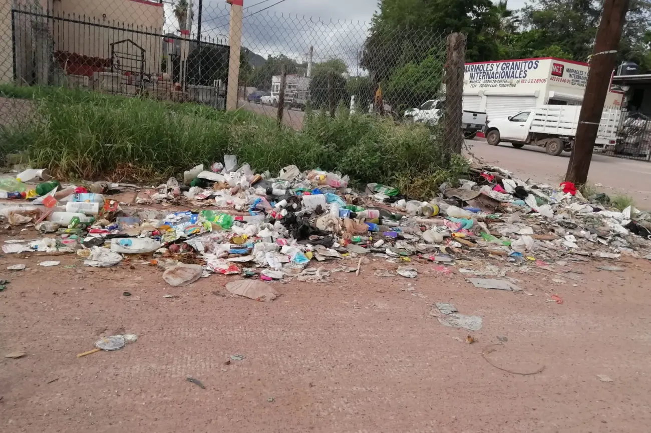 Hasta gusanos salen de esta banqueta en Guaymas