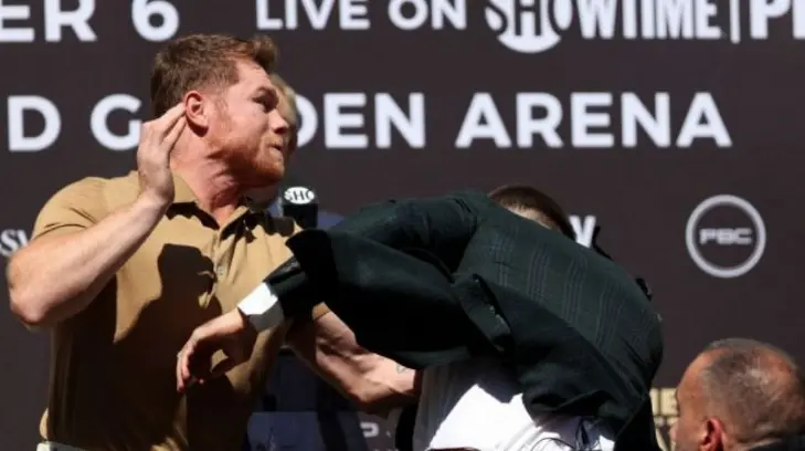 VIDEO | ¡Se caldearon los ánimos! Canelo y Plant se van a los golpes 