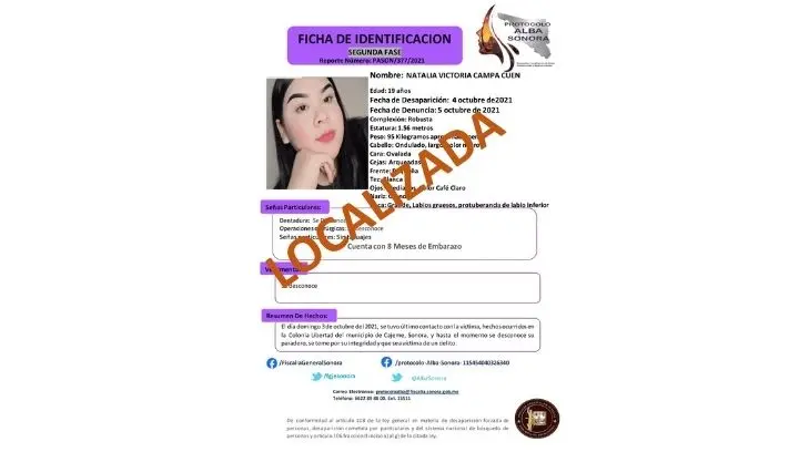 Localizan con vida a Natalia, la joven embarazada desaparecida en Cajeme
