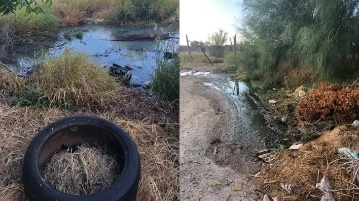 Un río de aguas negras recorre el fraccionamiento La Campiña