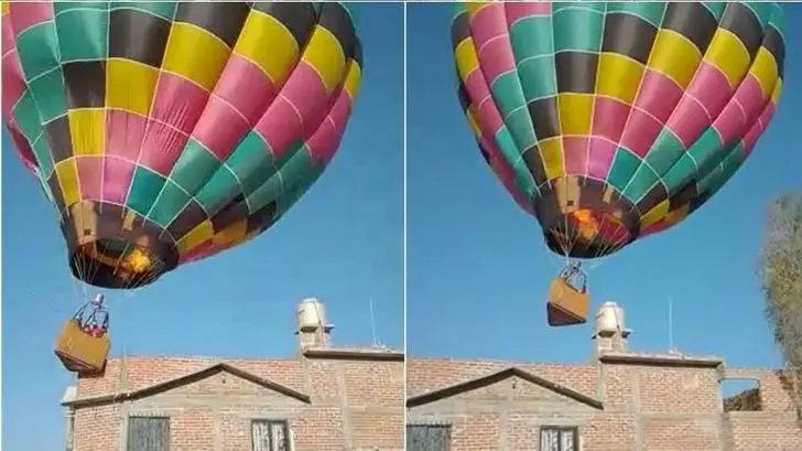 ¡Globo aerostático deja sin tinaco a vivienda!