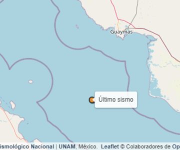 Registran sismo de 4.6 grados en Guaymas