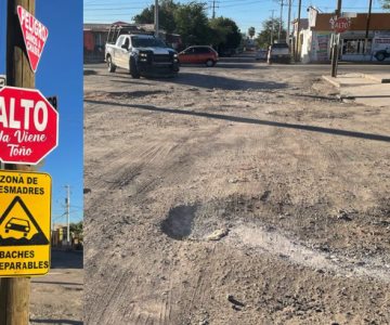 Alto, ya viene el Toño; advierten de enormes baches en la colonia Álvaro Obregón