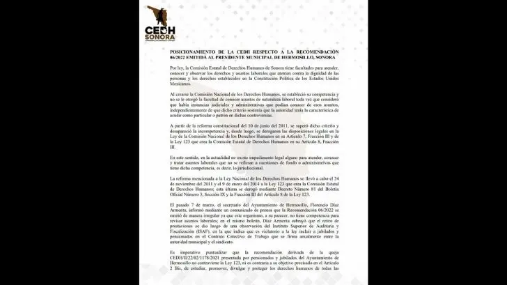 CEDH emite posicionamiento sobre caso de los jubilados y pensionados