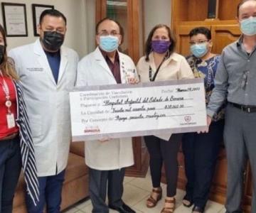 Entregan donativo al HIES para apoyar a niños con cáncer