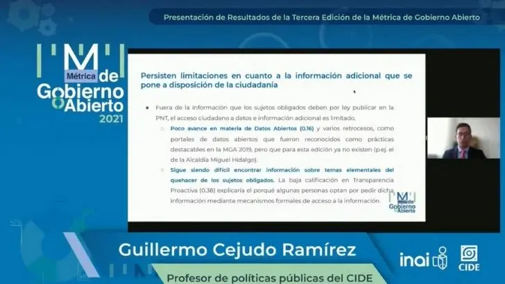 Realizan INAI y CIDE tercera Métrica de Gobierno Abierto