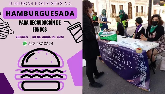 Jurídicas Feministas A.C invita a apoyar en hamburguesada