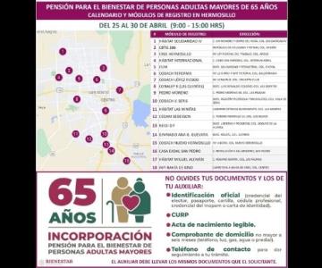 Continúa registro para Pensión Bienestar de adultos mayores en Hermosillo