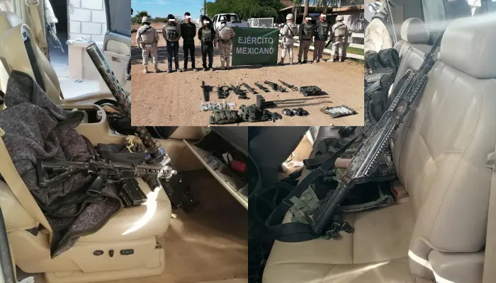 Ejercito detiene y asegura a personas con armamento en Caborca