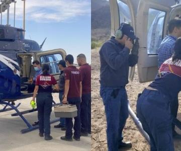 Llegan en helicóptero por mujer al hospital en zona inaccesible