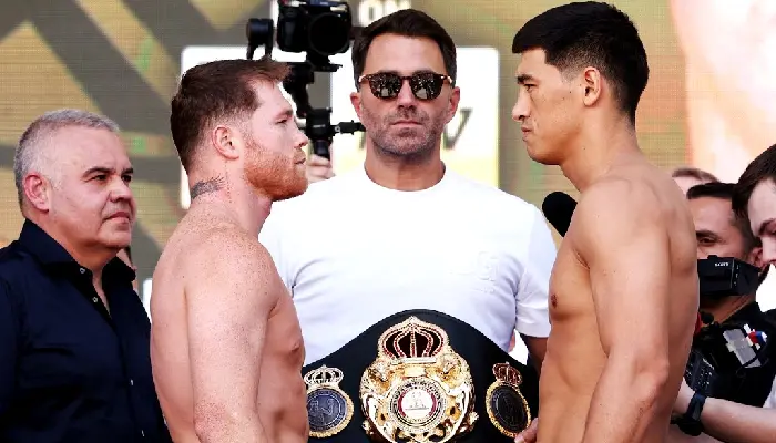 Saúl Canelo Álvarez vence a la báscula; todo listo para el combate contra Bivol