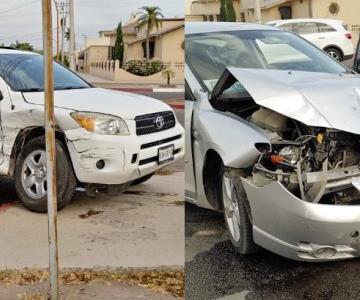 Triple choque en Navojoa deja como saldo a dos personas lesionadas